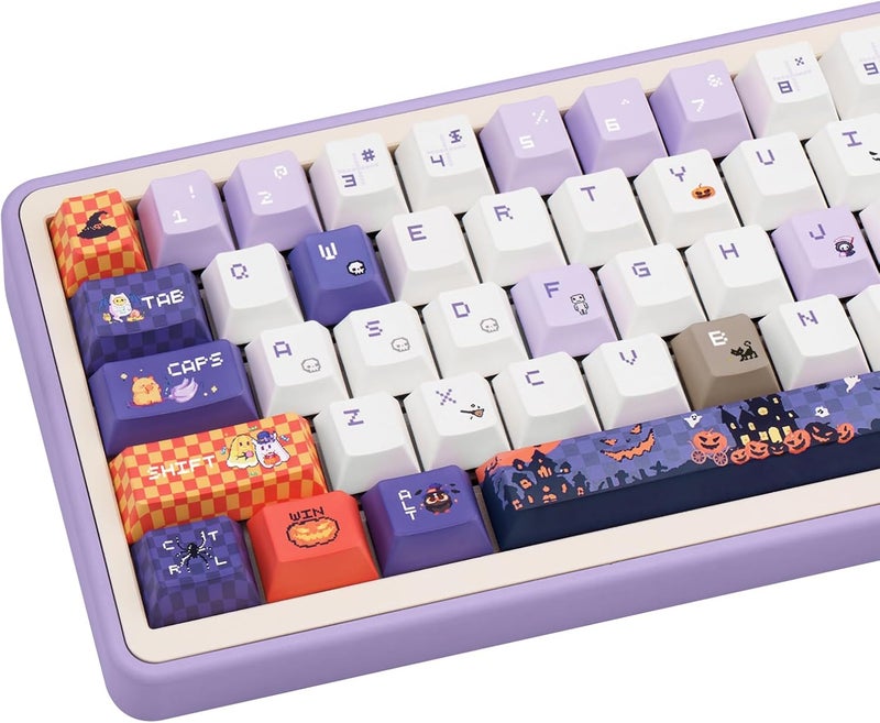 COOMICKEY Cute Keycaps, Cherry Profile PBT Keycaps 130 Keys Dye-Sublimation Custom Keycap Set for 61/64/68/84/87/100/104/108 Cherry Gateron MX Switches Gaming Mechanical Keyboard Halloween Themed - Image 1