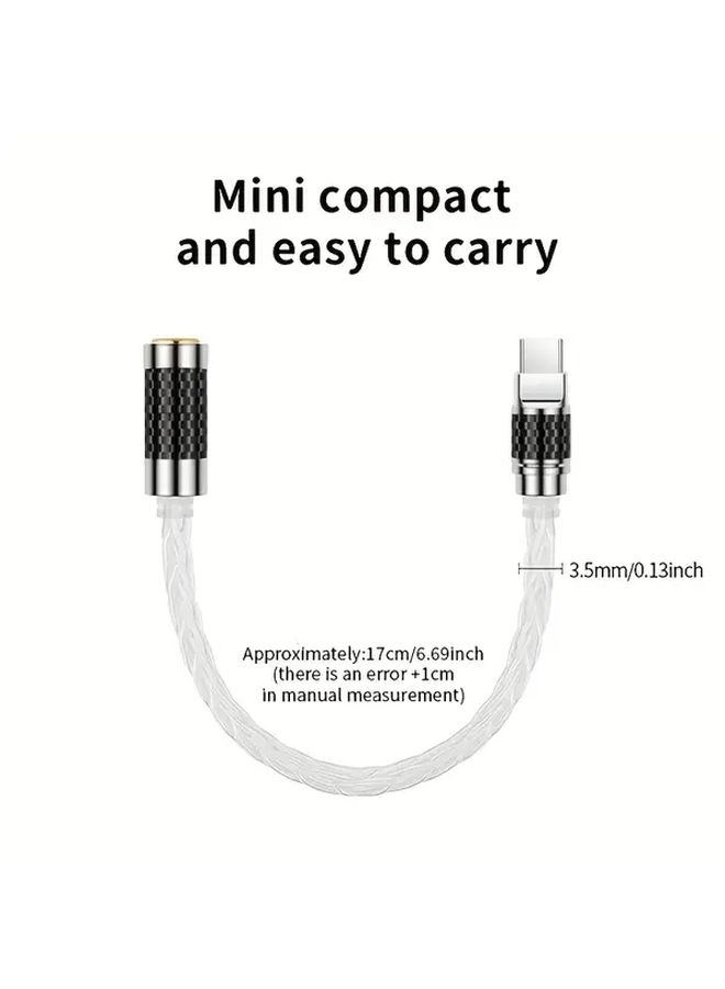 Hi Fi Portable Audio Decoder USB Type C To 3.5mm Adapter With Microphone Jack Converter Android Phone Amplifier DAC Lossless Sound Quality Portable Audio Device Sleek Metallic Finish Durable Cable About 17cm 6.69inch - Image 2
