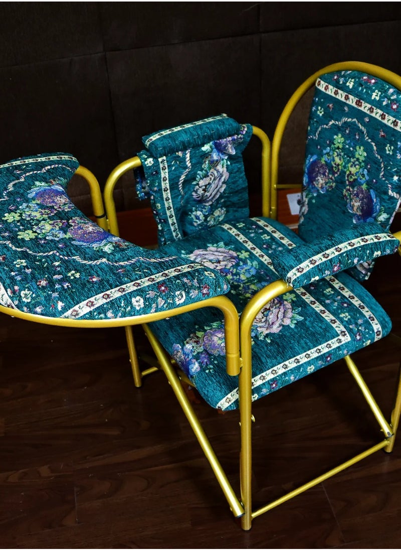 REBENUO - A prayer chair suitable for the elderly Comfortable to sit and recite the Holy Quran for long periods Foldable lightweight and easy to carry Suitable size and elegant shape with golden patterns - Image 1