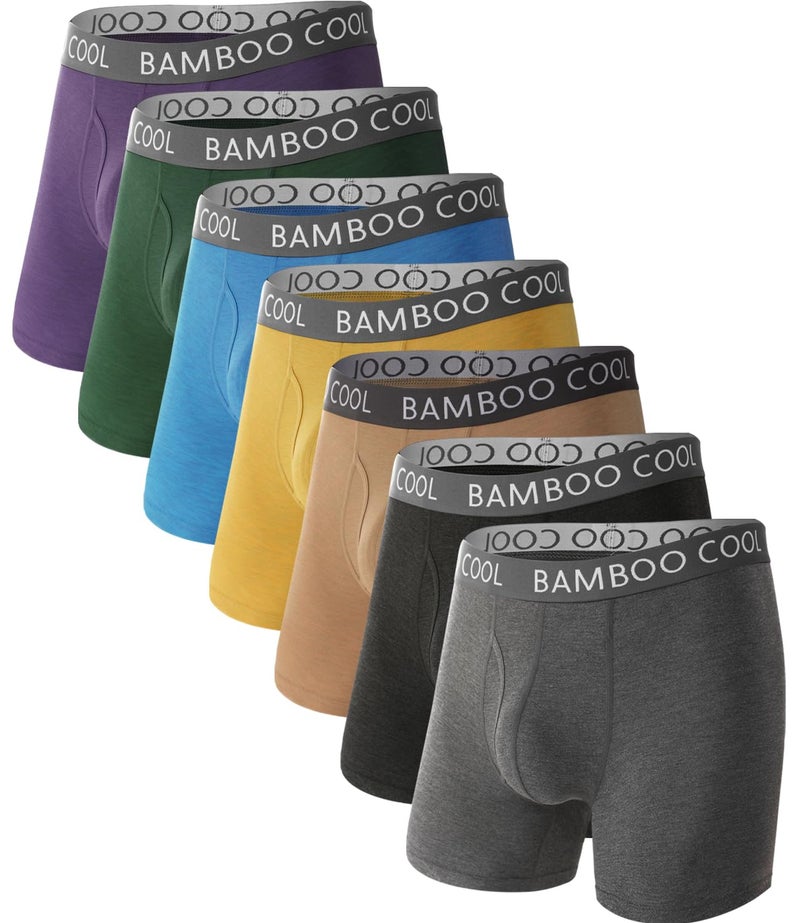 BAMBOO COOL Men's Ultra ComfortSoft Underwear, Moisture Wicking & Breathable No Ride Up Boxer Briefs with Fly, Multipack - Image 1