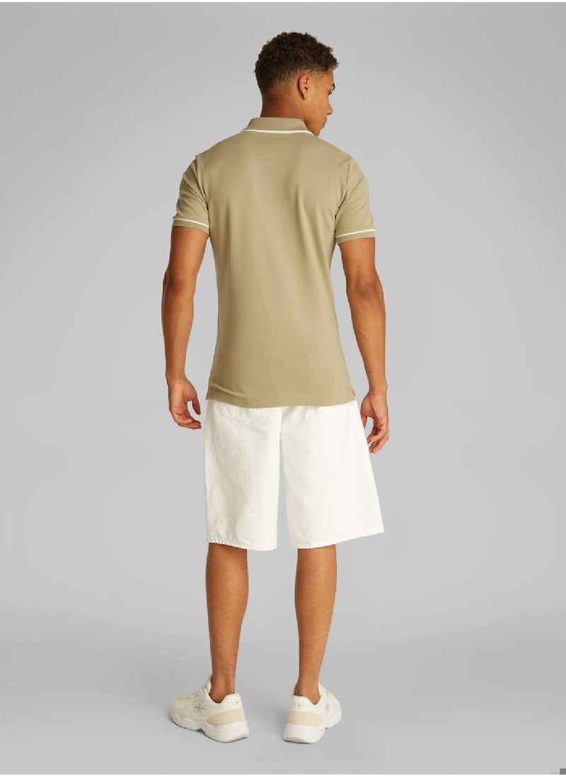 Calvin Klein Jeans Men's  Tipping Slim Polo Shirt - Cotton, Beige  - Image 5