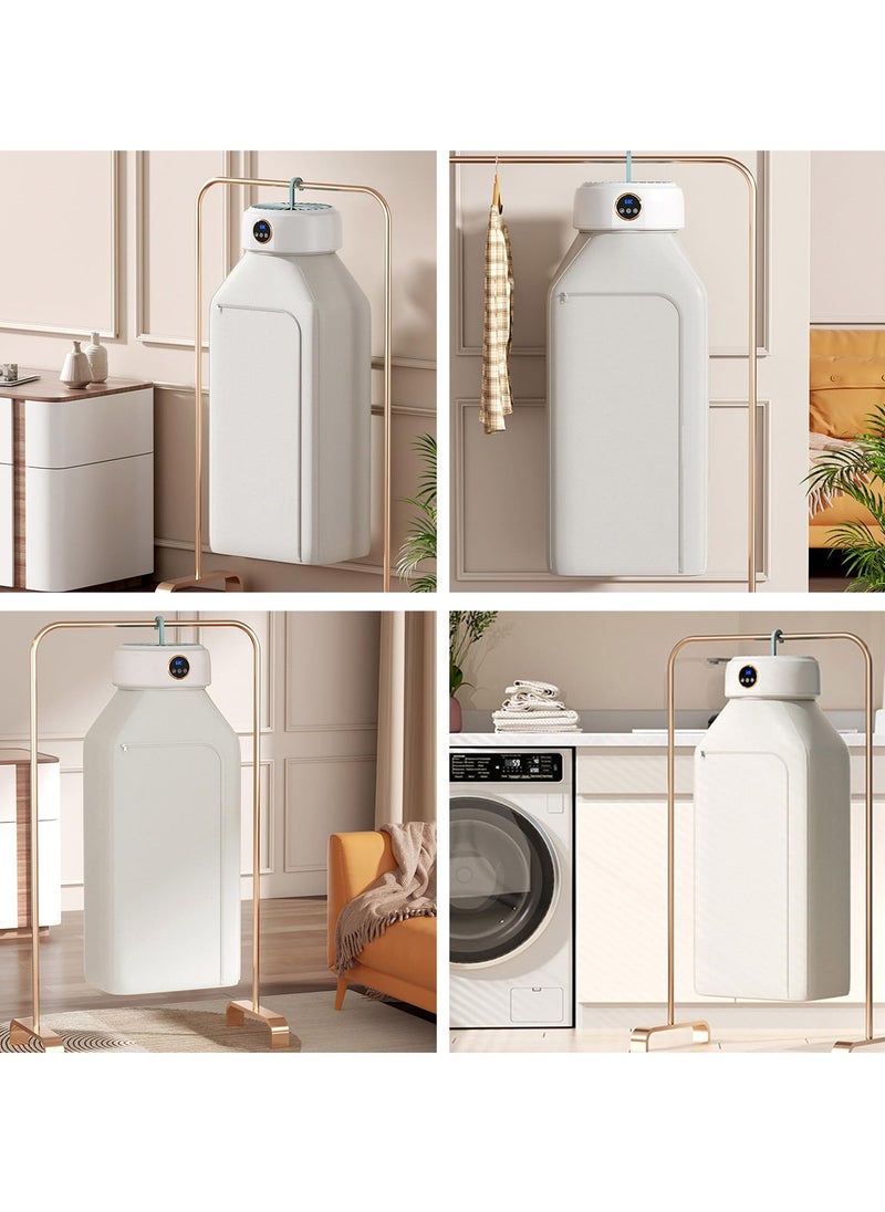 Bukela - Portable Clothes Dryer, Mini Dryer with Drying Bag, Foldable Dryer with 8h Timer Touch Switch, 600W Compact Drying Machine with Retractable Hanger and Folding Hook for Travelling Flats Caravan - Image 1