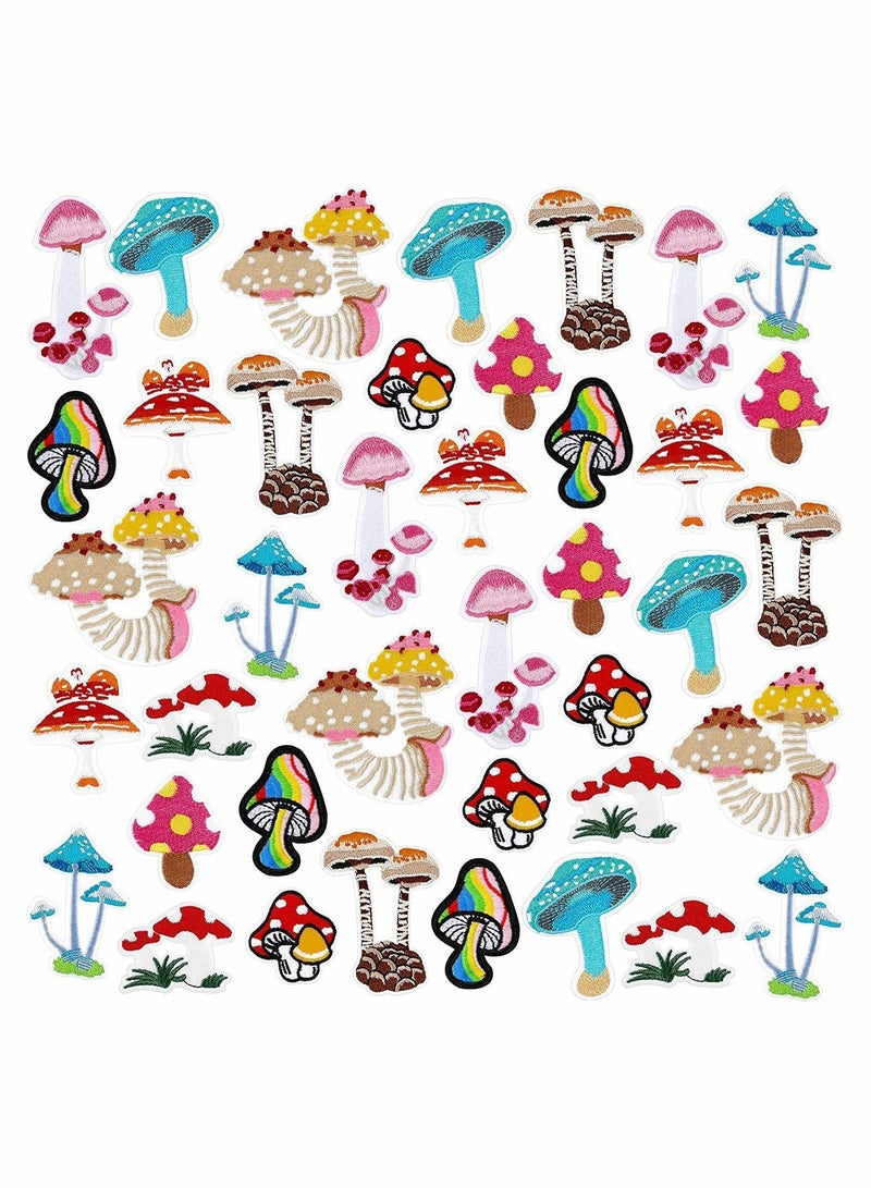 Y&D Mushroom Embroidery Patches, 40 Pcs Clothing Mini Stickers Nature Patches Suitable for Clothes Dress Hat Pants Shoes Curtain DIY Applique Patch Sewing Craft Decoration  - Image 1