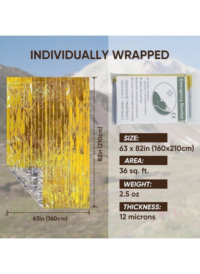 5 قطع بطانية مايلر الحرارية للطوارئ، مصممة لبطانية رقائق قائق الحرارية العاكسة للبقاء في الهواء الطلق - Image 3