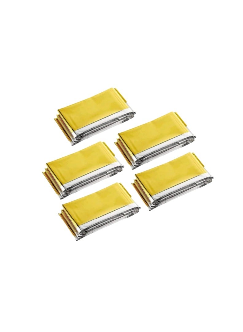 5 قطع بطانية مايلر الحرارية للطوارئ، مصممة لبطانية رقائق قائق الحرارية العاكسة للبقاء في الهواء الطلق - Image 1