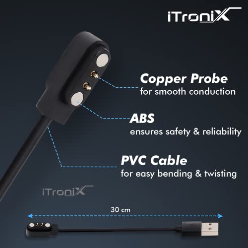 iTronix شاحن نويس كولورفيت لساعات TWIST/Pulse 2 Max/Pulse Go Buzz/Halo/Halo Plus/Pulse Grand/Quad Call/ColorFit Pro 4/Pro 4 Alpha/ColorFit Pulse/Pulse 3/ColorFit Ultra/Ultra 3/Pulse Buzz الذكية - Image 5
