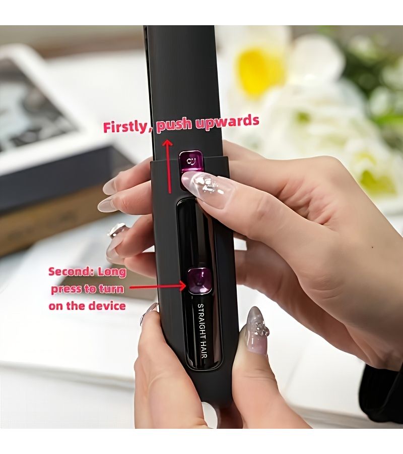 Portable Dual Function Straightener And Curler Mini Lightweight Compact USB Rechargeable Fast Heating Perfect Gift For Women Pink 4500mAh 3.7V Includes Clip Comb And Dust Bag - Image 5