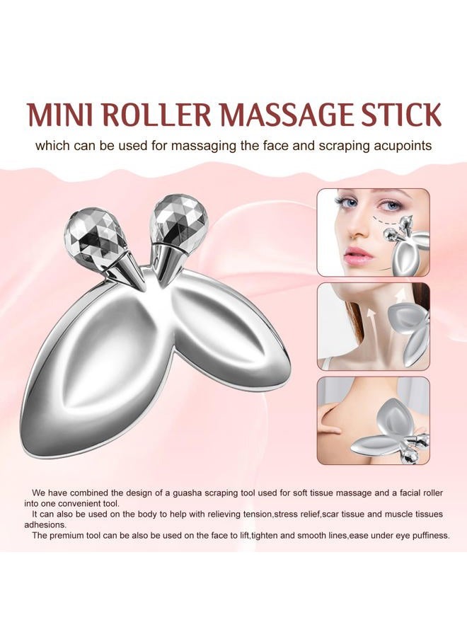 erdnretl Gua Sha Facial Tools and Face Roller Set, Stainless Steel Facial Sculpting Eyes Roller Guasha for Face, Chin & Jawline Sculpting,Skin Care (Stainless Steel) - Image 4
