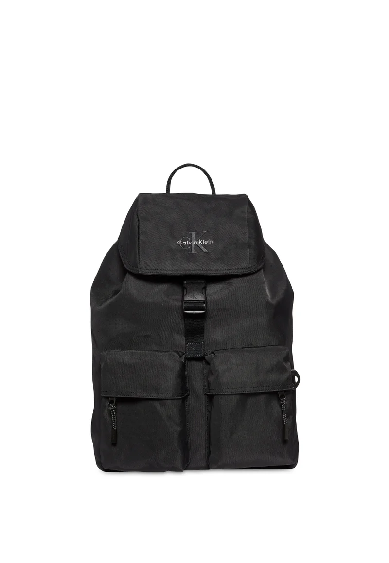 CALVIN KLEIN Nylon Monogram Logo Top Flap Backpack