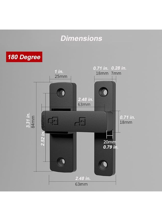 promass Heavy-Duty Flip Latch Lock 90/180 Degree Sliding/Swinging Door Lock Latch Bolt for Gate Barn Garage Garden Fence Shed Window Cabinet (Black, 180 Degree) - Image 3