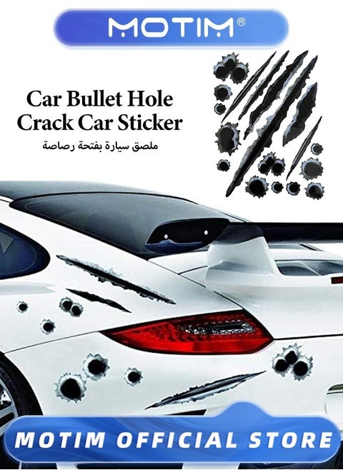 2PCS 3D Bullet Hole Car Stickers Simulation Stereoscopic Stickers Automotive Tattoo Hood Front Cover Decorations Accessories Bullet Waterproof Car Decals