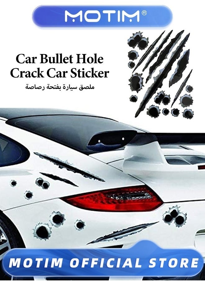 Motim 2PCS 3D Bullet Hole Car Stickers Simulation Stereoscopic Stickers Automotive Tattoo Hood Front Cover Decorations Accessories Bullet Waterproof Car Decals  - Image 1