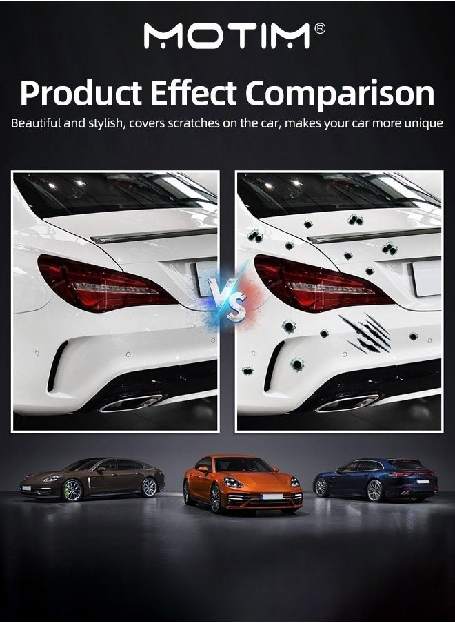 Motim 2PCS 3D Bullet Hole Car Stickers Simulation Stereoscopic Stickers Automotive Tattoo Hood Front Cover Decorations Accessories Bullet Waterproof Car Decals  - Image 3
