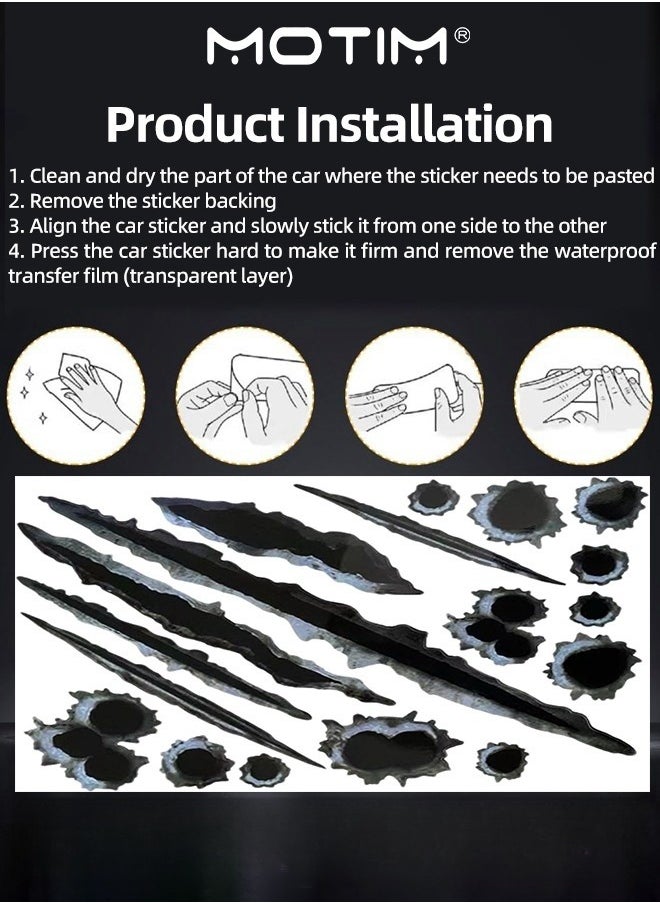 Motim 2PCS 3D Bullet Hole Car Stickers Simulation Stereoscopic Stickers Automotive Tattoo Hood Front Cover Decorations Accessories Bullet Waterproof Car Decals  - Image 4