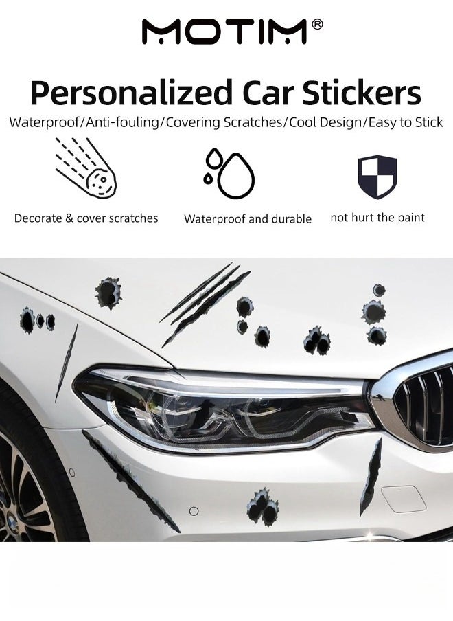 Motim 2PCS 3D Bullet Hole Car Stickers Simulation Stereoscopic Stickers Automotive Tattoo Hood Front Cover Decorations Accessories Bullet Waterproof Car Decals  - Image 5