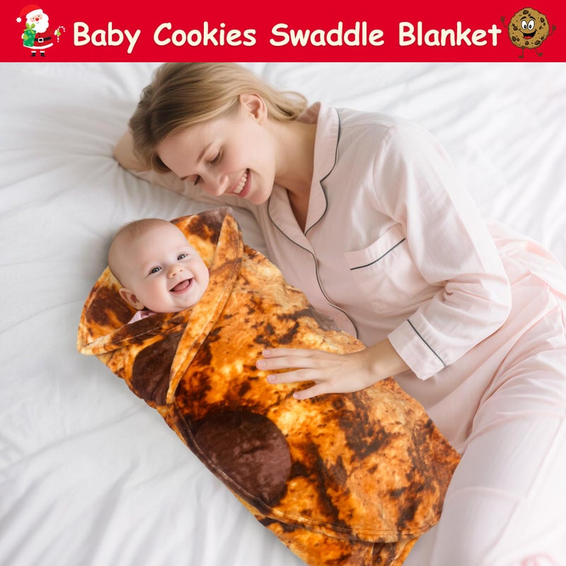 mermaker Cookies Baby Swaddle Blanket for Boy Girl Newborn Toddler, 285 GSM Funny Soft Flannel Food Blanket 36 inch - Image 2