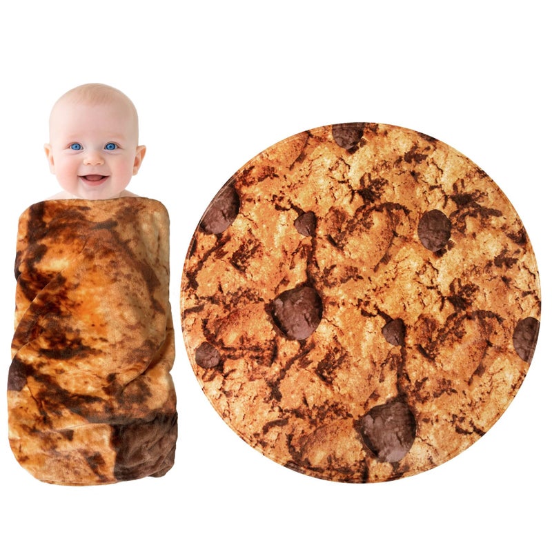 mermaker Cookies Baby Swaddle Blanket for Boy Girl Newborn Toddler, 285 GSM Funny Soft Flannel Food Blanket 36 inch - Image 1