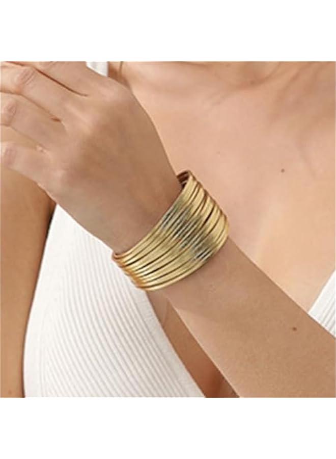 Arabest Leather Wrap Bracelet Boho Multilayer Bracelets Wide Cuff Bracelet Buckle Jewelry for Women and Men Gift  - Image 2