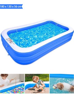 VUCATIN Inflatable Swimming Pool Thickened Full-Sized Above Ground Kiddie Inflatable Family Swimming Lounge Pool Outdoor Toys for Kids & Adults Blow up Pool for Backyard Patio (180 x 130 x 56 cm（L x W x H）)  - Image 1