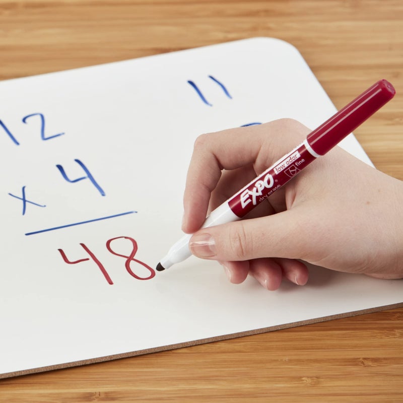 EXPO Low Odor Dry Erase Marker Set with White Board Eraser and Cleaner, Fine Tip Dry Erase Markers, Assorted Colors, 7 Piece Set with Whiteboard Cleaner - Image 2