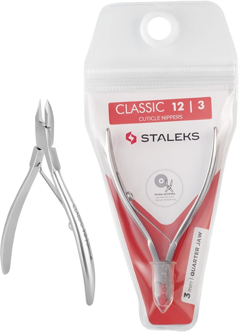 STALEKS Staleks Pro Classic Series 12 Cuticle Nippers 1/4 Jaw 0.12 Inch (3mm) Manicure Tool Professional Home Salon Use NC-12-3