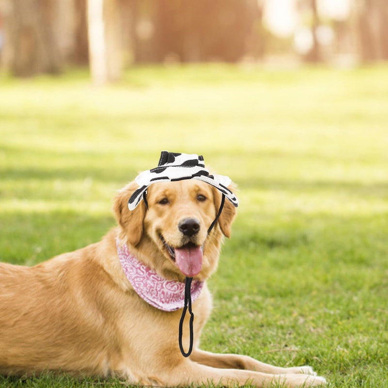 Adjustable Cotton Sun Visor Hat For Small Dogs Black Sun Protection Cap - Image 4