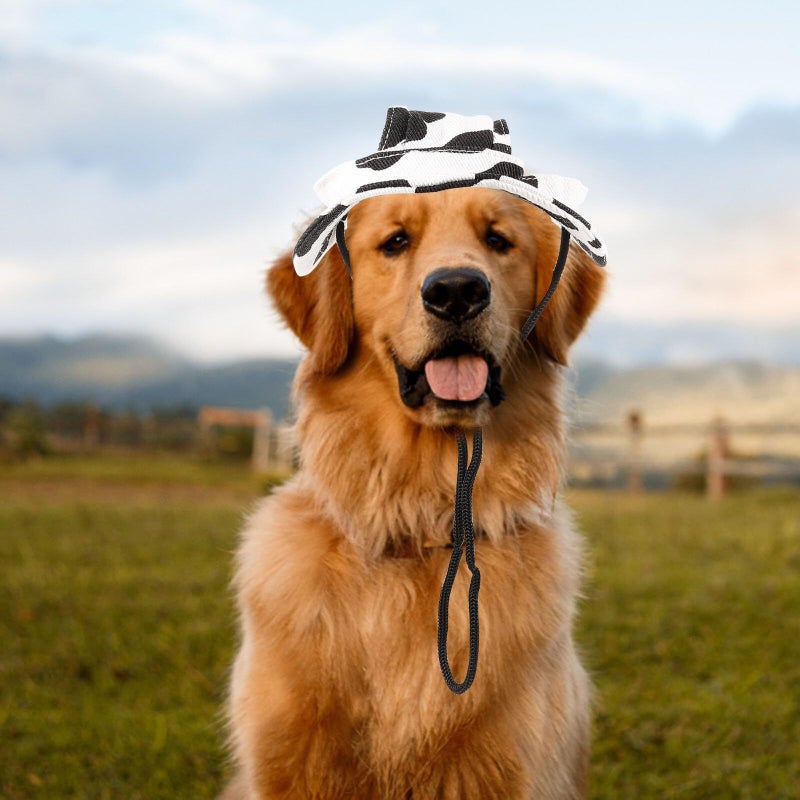 Adjustable Cotton Sun Visor Hat For Small Dogs Black Sun Protection Cap - Image 3