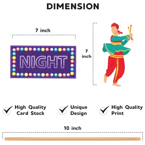 Festiko® Set of 16 Pcs Garba Nights Photobooth Props, Garba Decoration Item, Happy Navratri Decoration - Image 3