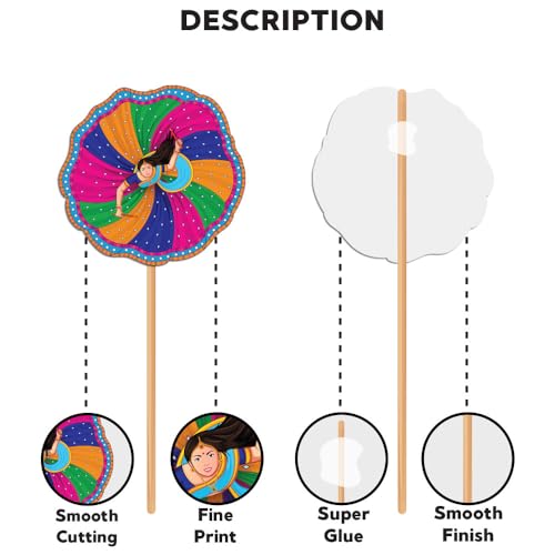 Festiko® Set of 16 Pcs Garba Nights Photobooth Props, Garba Decoration Item, Happy Navratri Decoration - Image 5