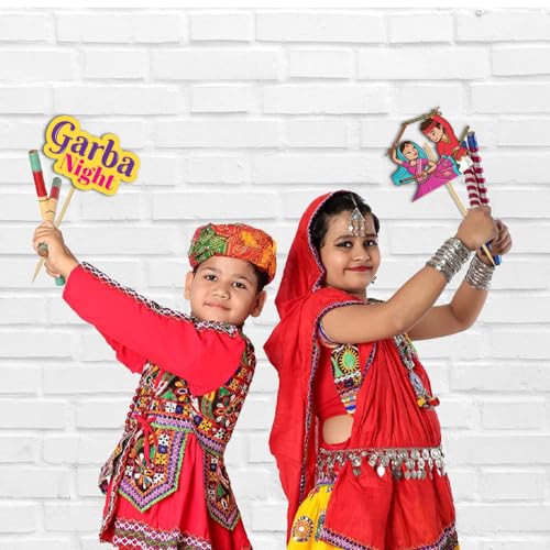 Festiko® Set of 16 Pcs Garba Nights Photobooth Props, Garba Decoration Item, Happy Navratri Decoration - Image 4