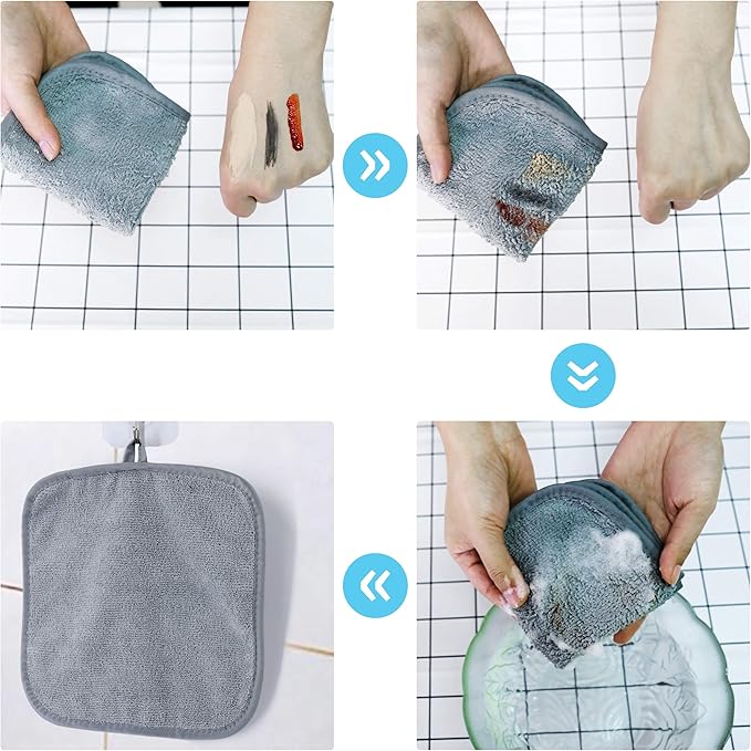 Polyte Premium Hypoallergenic Chemical Free Microfibre Fleece Makeup Remover and Facial Cleansing Cloth 13x18 cm 3 Grey Mitts - Image 3