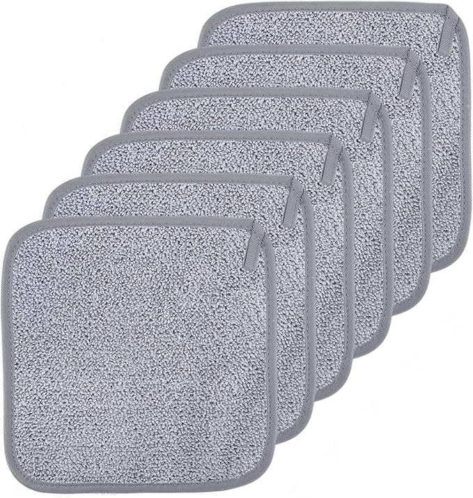 Polyte Premium Hypoallergenic Chemical Free Microfibre Fleece Makeup Remover and Facial Cleansing Cloth 13x18 cm 3 Grey Mitts - Image 4