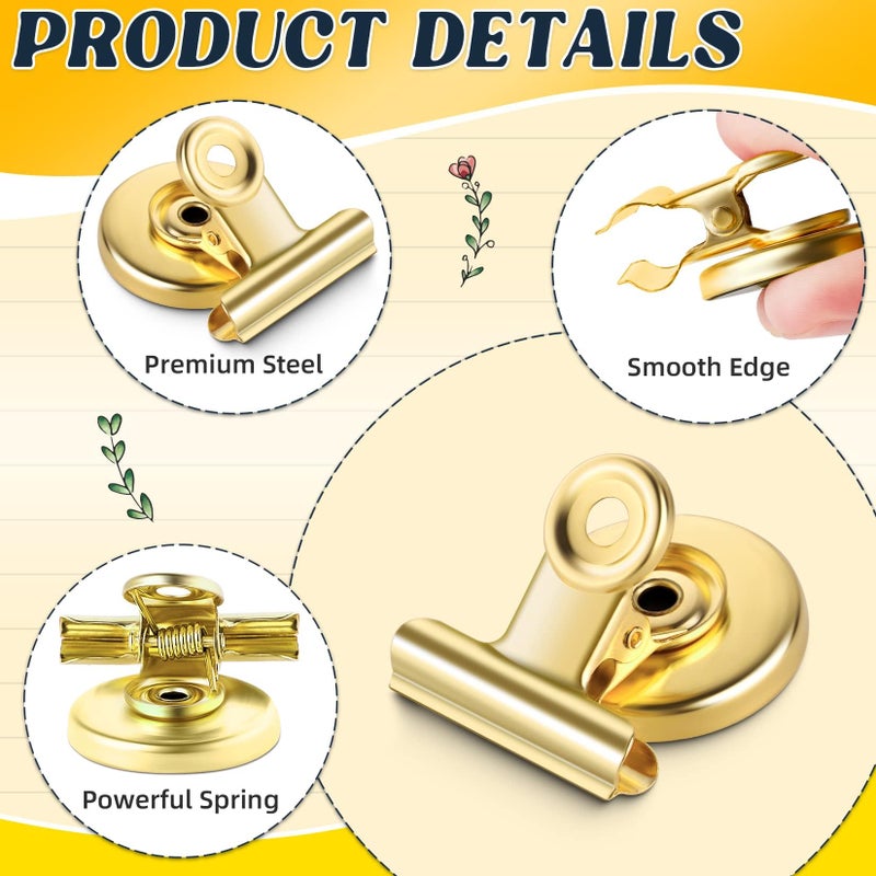 Grtard 24pack Luxurious Cute Gold Magnetic Clips, Strong Heavy Duty Scratch Free Refrigerator Magnet Clips, 24 Count - Image 3