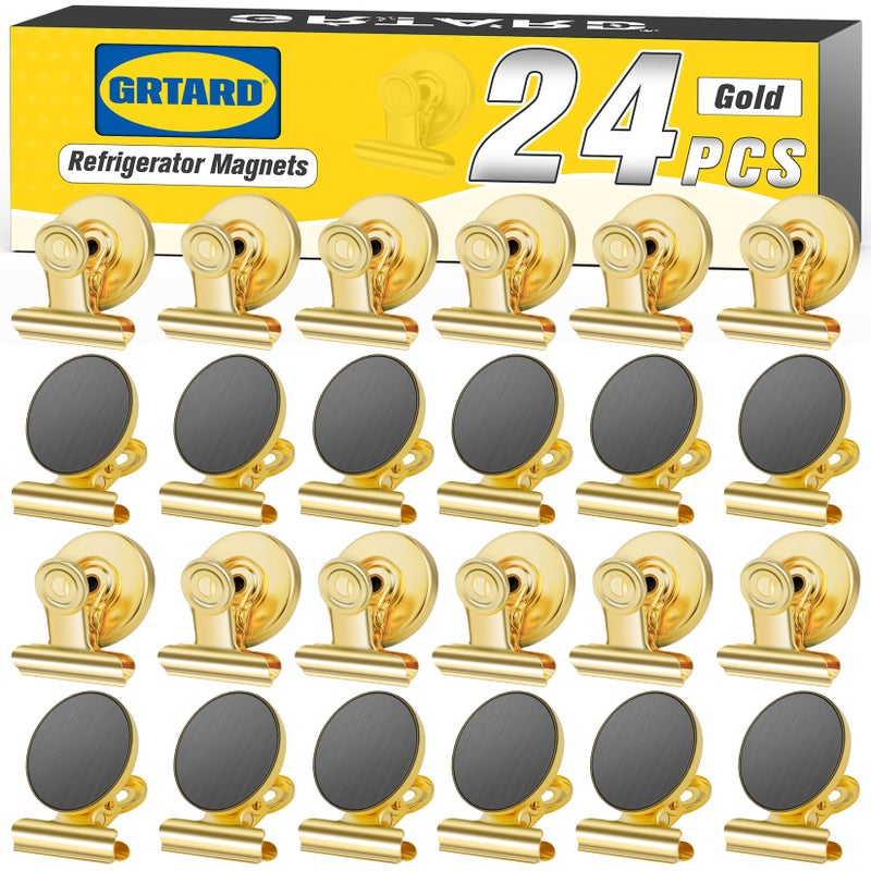 Grtard 24pack Luxurious Cute Gold Magnetic Clips, Strong Heavy Duty Scratch Free Refrigerator Magnet Clips, 24 Count - Image 1