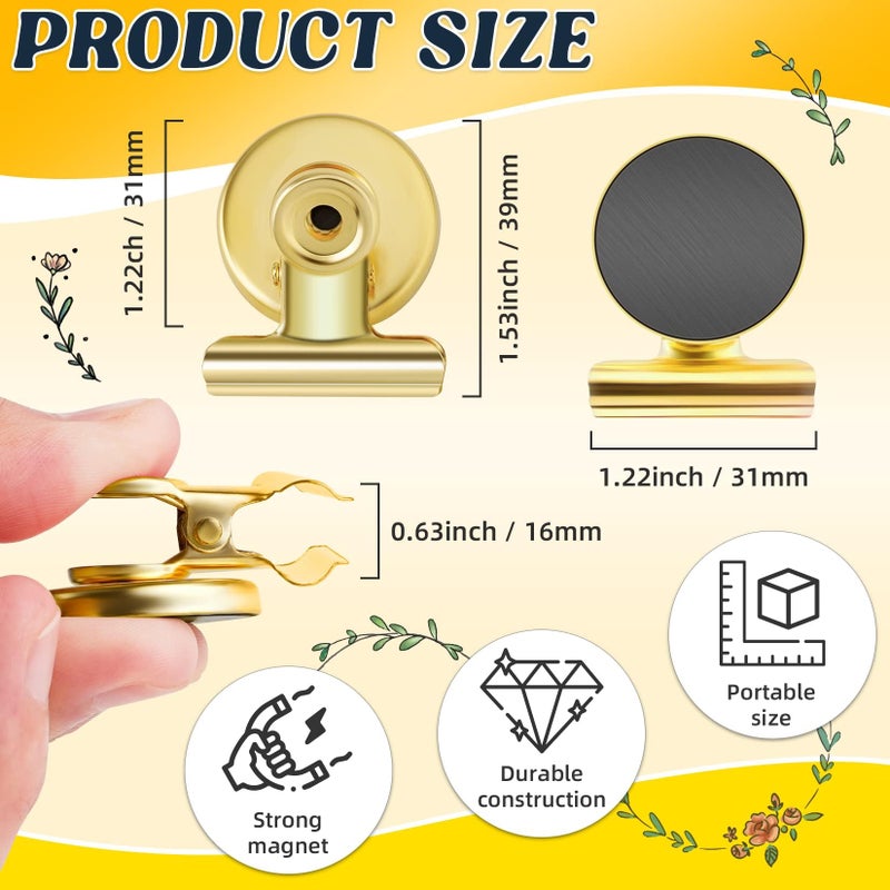 Grtard 24pack Luxurious Cute Gold Magnetic Clips, Strong Heavy Duty Scratch Free Refrigerator Magnet Clips, 24 Count - Image 2