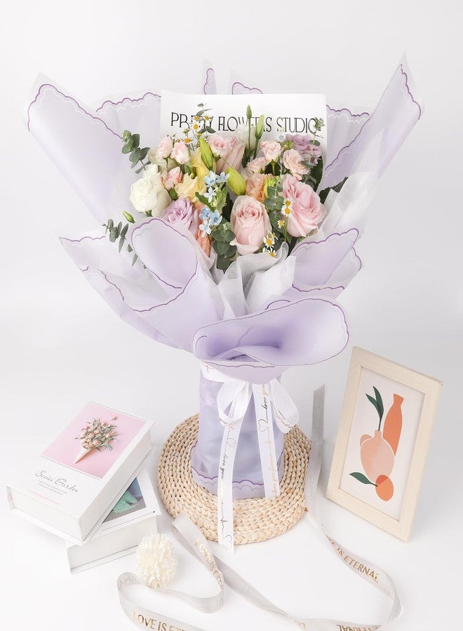 FUHITIM 20 Sheets Flower Wrapping Paper - Waterproof Floral Bouquet Wrapping Paper, Florist Supplies Packaging Paper for Wedding Birthday Gift DIY (Lavender Purple) - Image 5