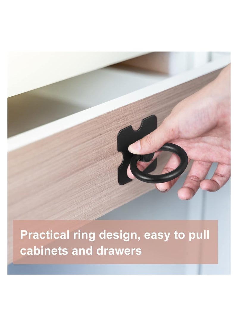 RATSAW - 4 PCS Drawer Handles And Ring Pull Vintage Metal Drawer Knobs Pulls Handles Decorative Furniture Door Handles With Screws For Cabinet Wardrobe Cupboard Dresser Black - Image 1