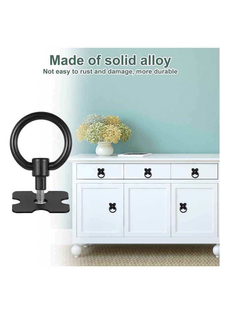 RATSAW - 4 PCS Drawer Handles And Ring Pull Vintage Metal Drawer Knobs Pulls Handles Decorative Furniture Door Handles With Screws For Cabinet Wardrobe Cupboard Dresser Black - Image 1