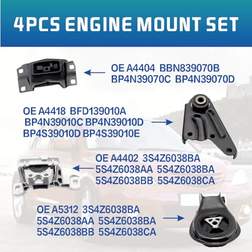 YBDDZH Engine Motor and Transmission Mount Kit，Compatible with 2004-2009 Mazda 3 2.0L ,Replace OE A4405 A4402 A4418 A4404 Set of 4 - Image 3