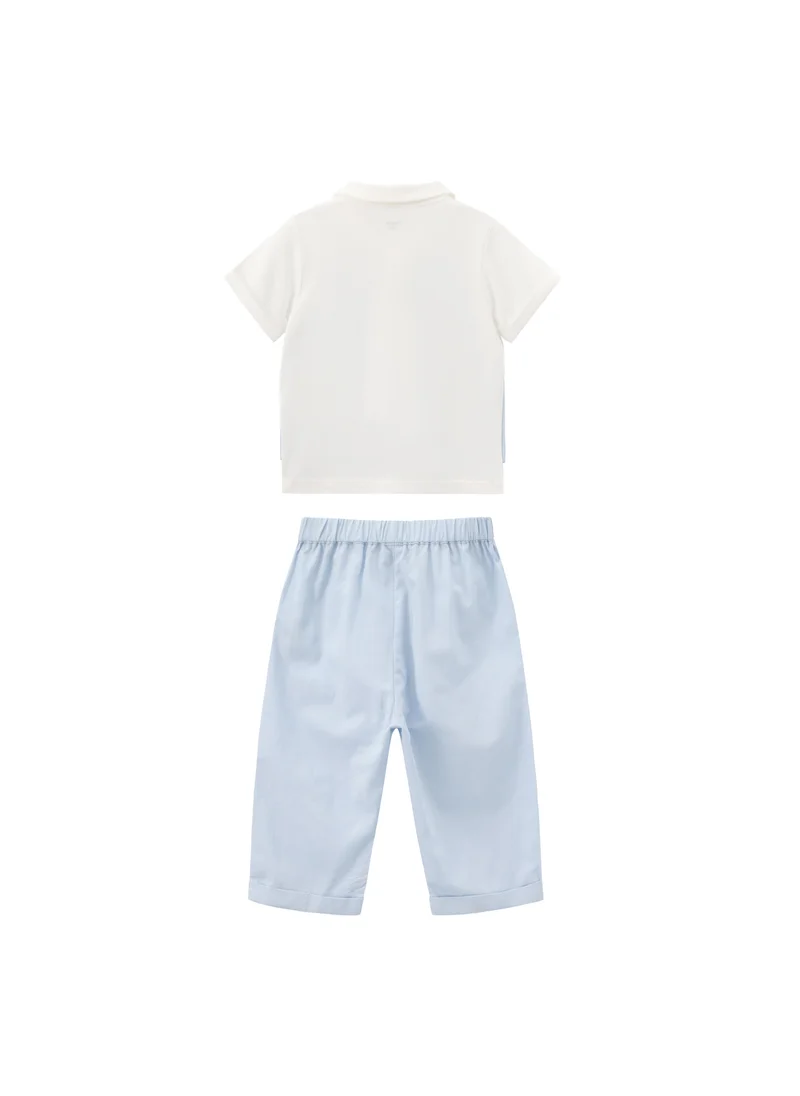 Balabala Blue/White Baby Boys Woven short sleeve suit for Men | Best Price UAE
