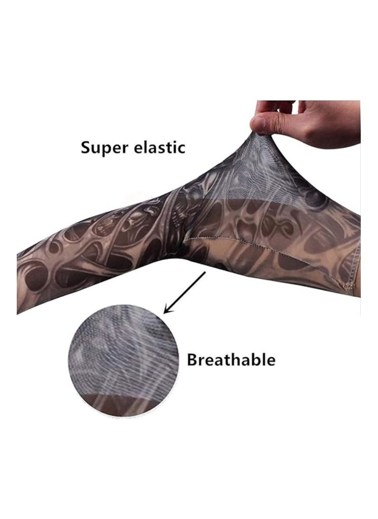 Generic - One Piece Women's and Men's Nylon Stretch Tattoo Printed Full Hand Arm Sleeves Gloves, Random Print, Multicolor - Image 1