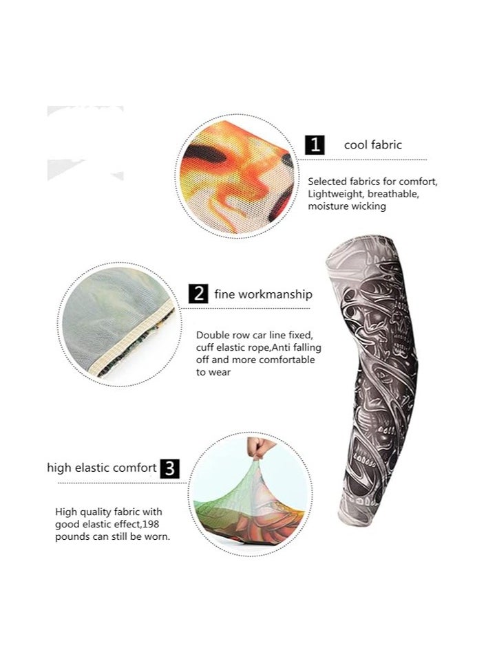 Generic - One Piece Women's and Men's Nylon Stretch Tattoo Printed Full Hand Arm Sleeves Gloves, Random Print, Multicolor - Image 1