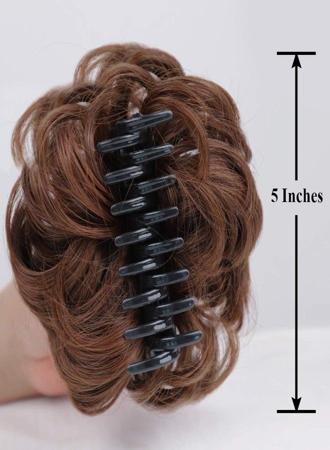 Yizika وصلات شعر Yizika Messy Curly Dish Hair Claw Bun CPEE IN CPEE Hair cholleing Natural Look Wing Curly comperton CPEE CPEE Calling Synthetic Hair للنساء (بني) عبوة من قطعة واحدة - Image 3