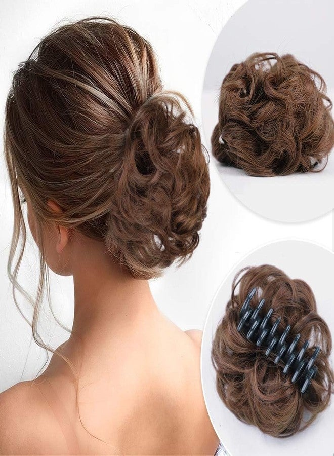 Yizika وصلات شعر Yizika Messy Curly Dish Hair Claw Bun CPEE IN CPEE Hair cholleing Natural Look Wing Curly comperton CPEE CPEE Calling Synthetic Hair للنساء (بني) عبوة من قطعة واحدة - Image 1