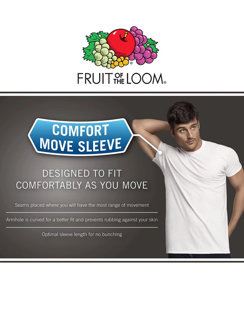 FRUIT OF THE LOOM قمصان داخلية للرجال من فواكه النسيج، مقاومة للرطوبة وخالية من العلامات، قمصان قصيرة الأكمام، بيضاء - 8 قطع، متوسطة - Image 4