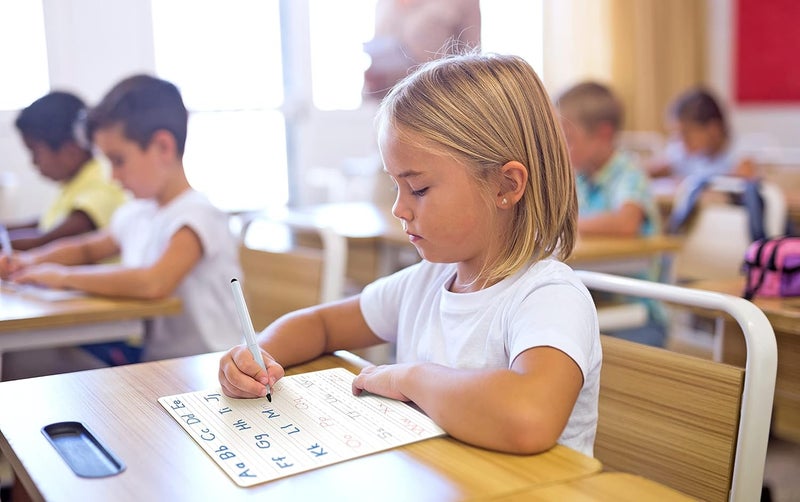 Scribbledo 10 Pack Dry Erase Handwriting Practice for Kids 9 x 12 Inch Letter Alphabet Tracing Board Whiteboard for Kids Ages 3-5 Write and Wipe Alphabet Practice Cards Letters & Erasers - Image 5