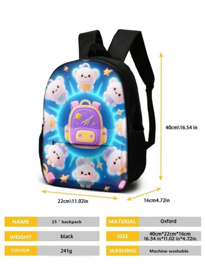 Bright Li Fire Unlock the fashion style of children's fun! Three-piece bag set, cartoon elements make children and teenagers super stylish (students, children, friends outings, mountain climbing, schooling, etc. are available) - 6  - Image 5