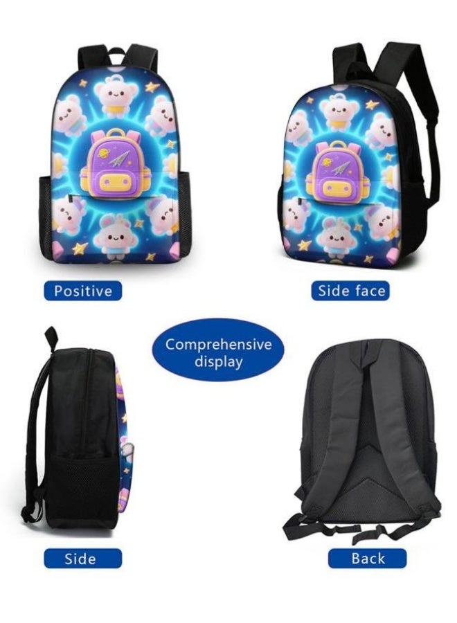 Bright Li Fire Unlock the fashion style of children's fun! Three-piece bag set, cartoon elements make children and teenagers super stylish (students, children, friends outings, mountain climbing, schooling, etc. are available) - 6  - Image 3