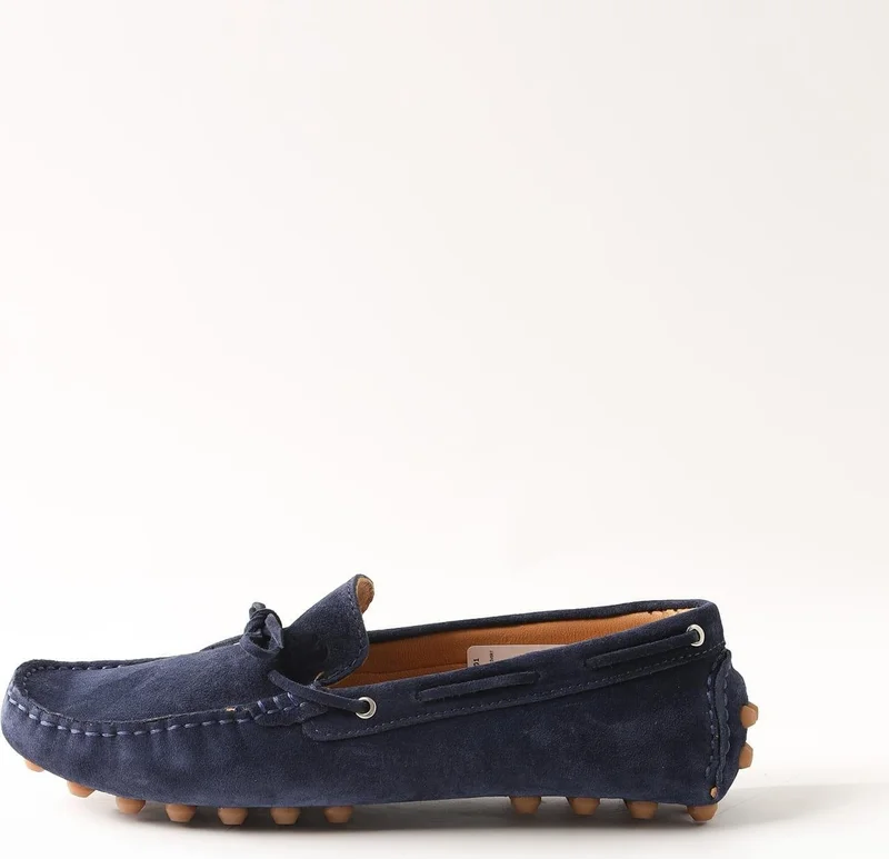 Dufy Navy Blue Men's Suede Loafer Shoes - 105700