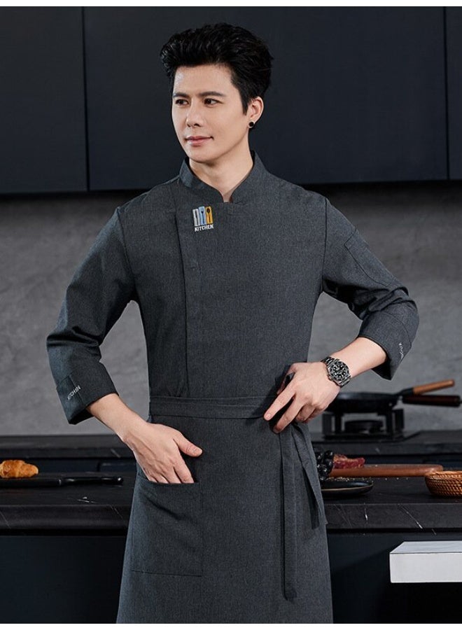 NIBEMINENT Side Buckle Chef Overalls Autumn and Winter Cargo  Hotel Restaurant Ding Room Canteen Chef Kitchen Dining Men's and Women's - Image 1